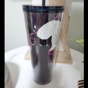 New Starbucks 2021 Halloween Glow in the Dark Black Cat Tumbler 24oz